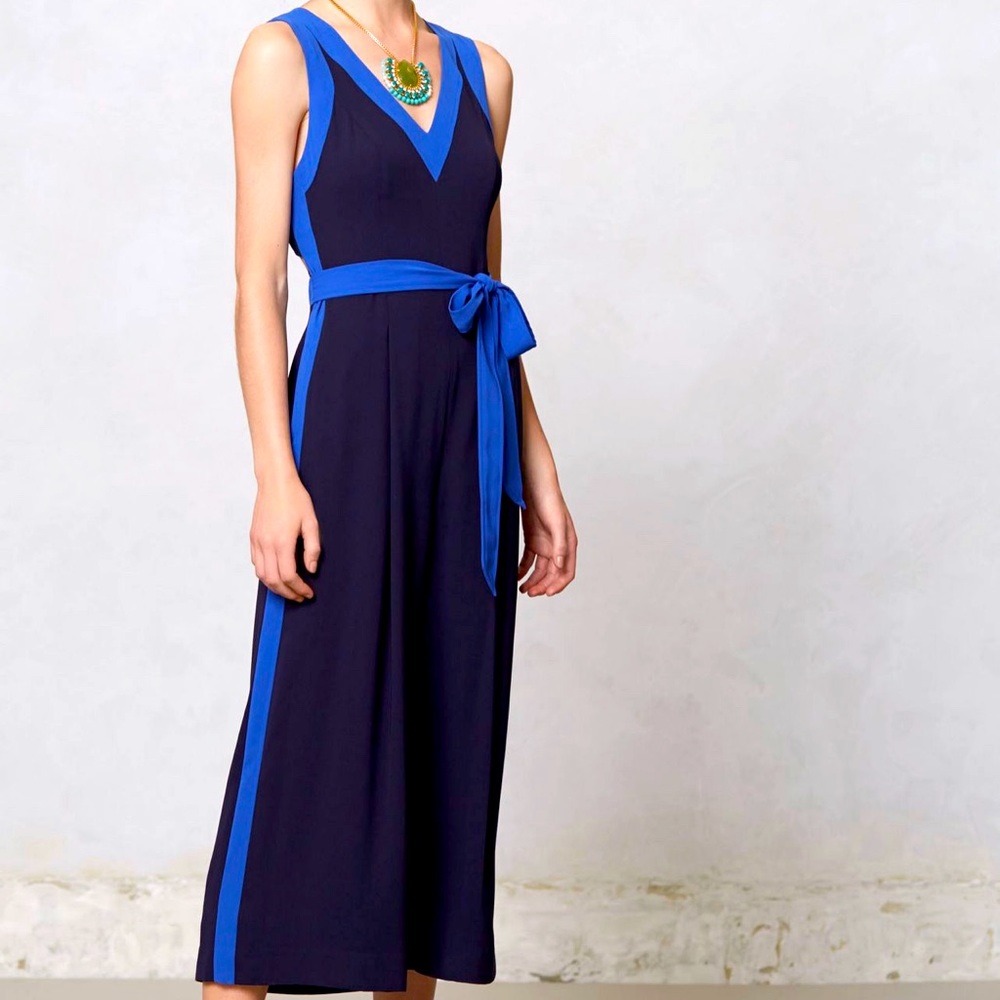 NWT Anthropology Navy & Royal Blue Jumpsuit